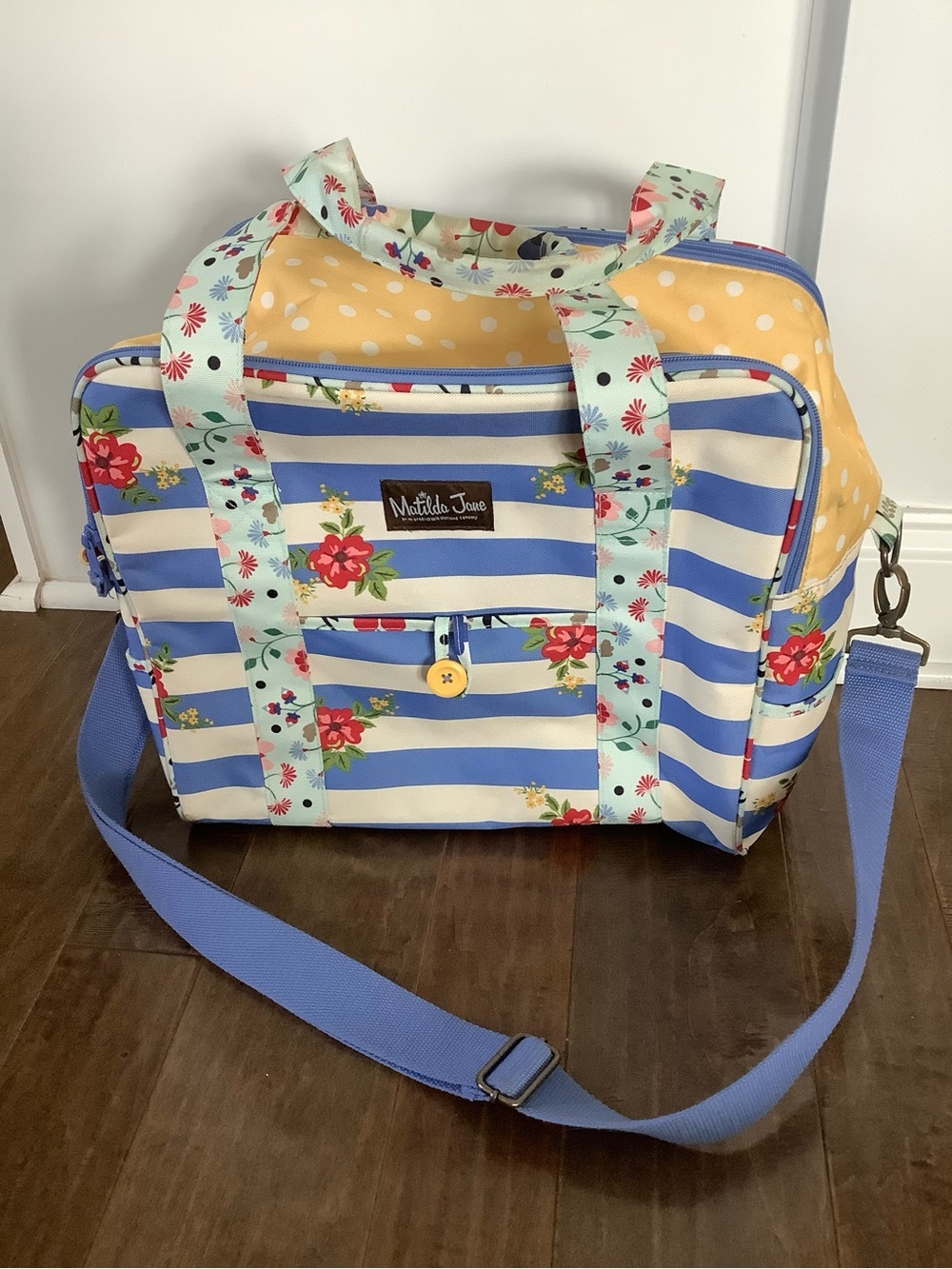 Matilda Jane Blue and Yellow Striped Floral Travel Tote